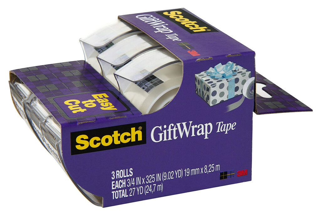  [AUSTRALIA] - Scotch Gift Wrap Tape, 3 Rolls, The Go-To Tape for the Holidays, 3/4 x 300 Inches, Dispensered (311)