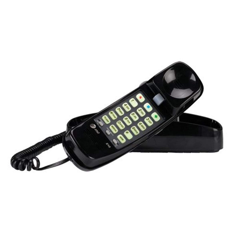 AT&T 210 Basic Trimline Corded Phone, No AC Power Required, Wall-Mountable, Black - LeoForward Australia