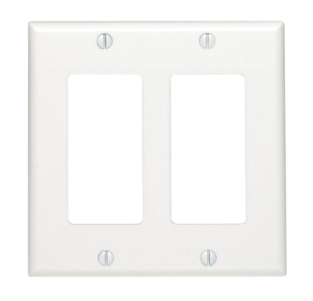  [AUSTRALIA] - Leviton 80409-W 2-Gang Decora/GFCI Device Wallplate, Standard Size, Thermoset, Device Mount, White