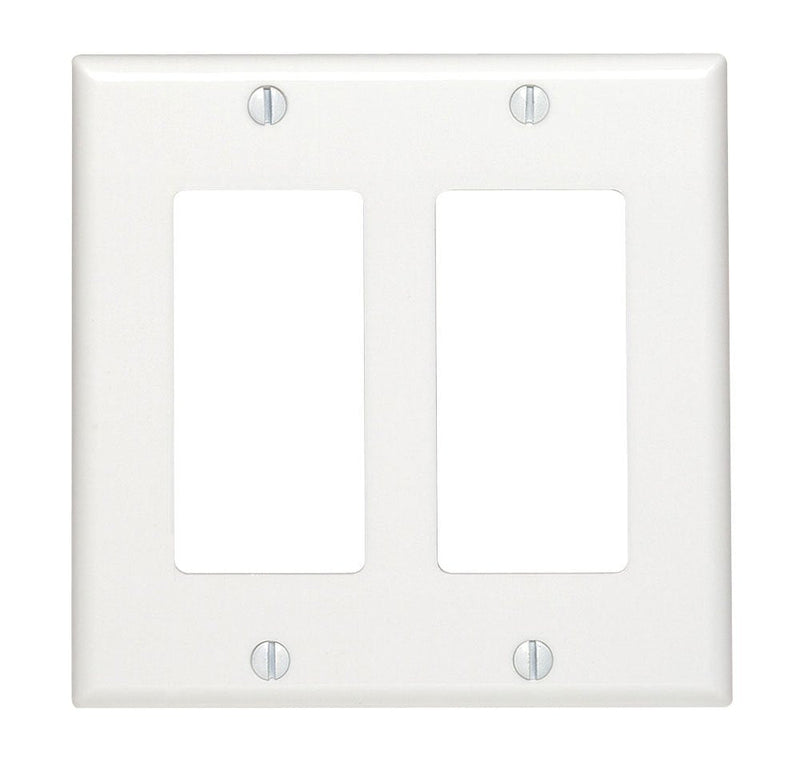  [AUSTRALIA] - Leviton 80409-W 2-Gang Decora/GFCI Device Wallplate, Standard Size, Thermoset, Device Mount, White