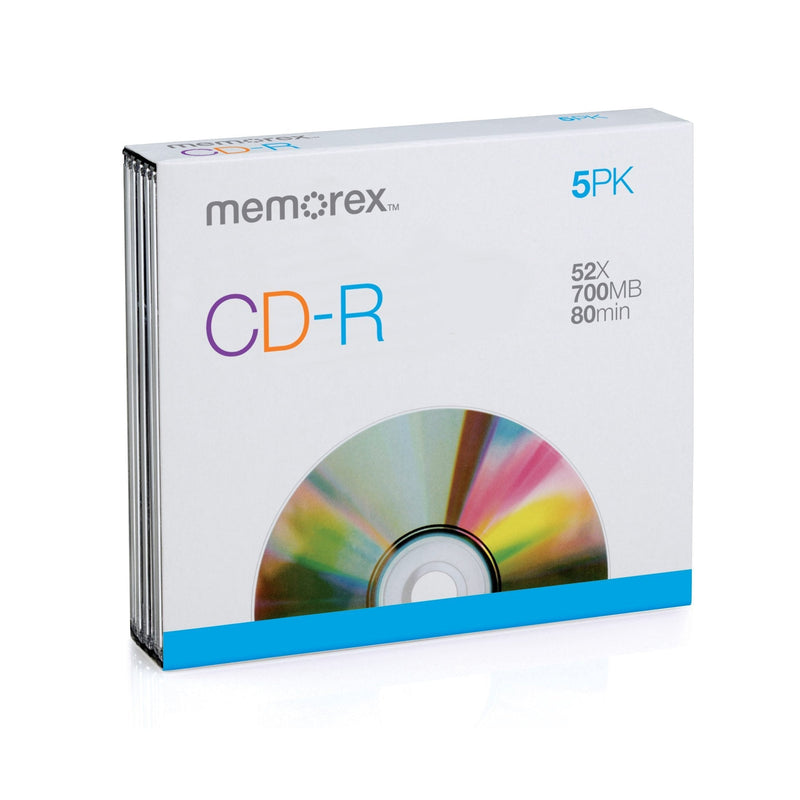Memorex MEMCD-R/5 CD-R 80-Minute 700MB 52x Jewel Case, 5-Pack - LeoForward Australia