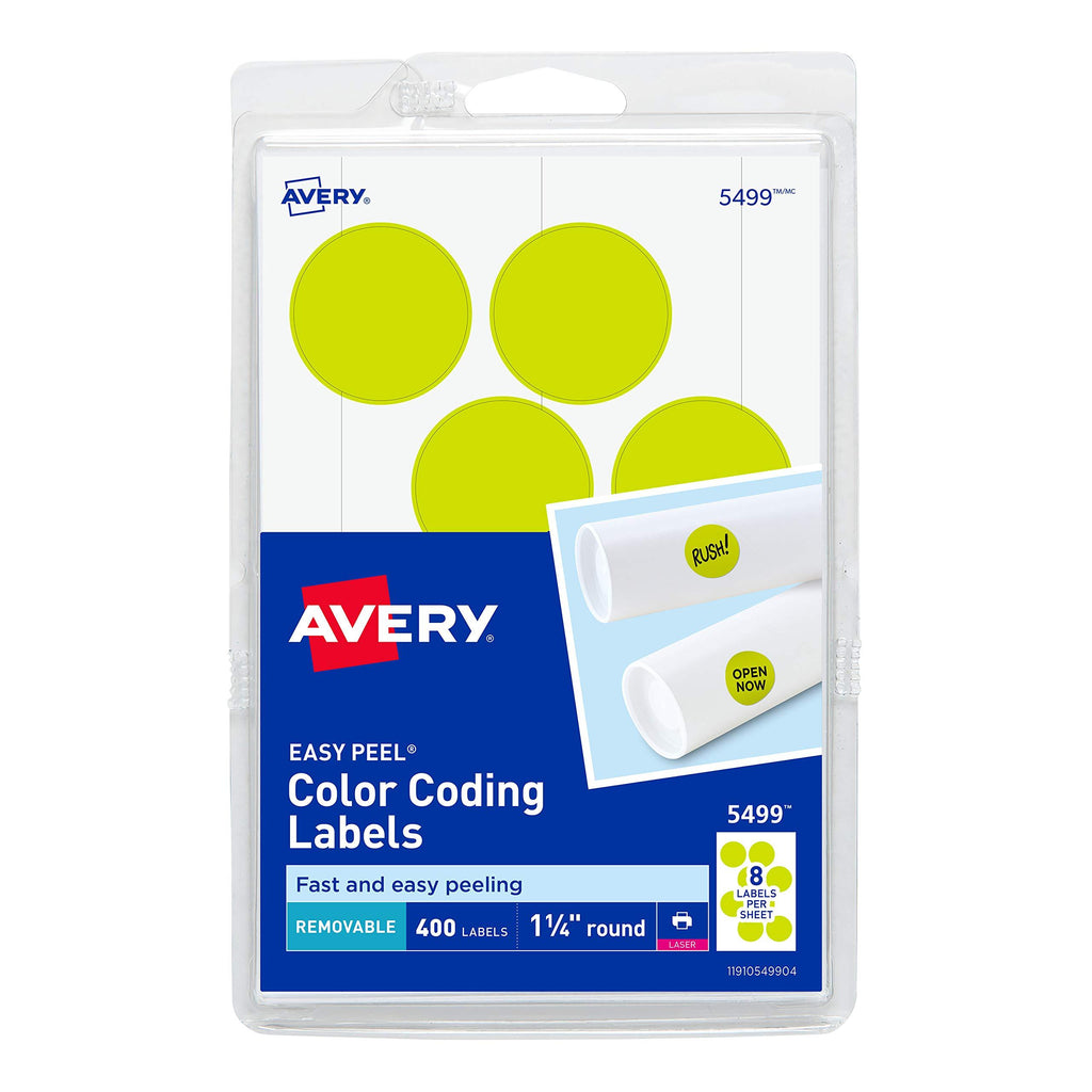 AVERY Multipurpose Labels (AVE05499), 1 1/4" diameter,Yellow - LeoForward Australia