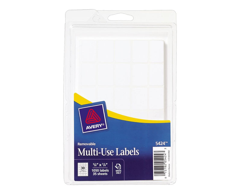Avery Self-Adhesive Removable Labels, 0.625 x 0.87 Inches, White, 1050 per Pack (05424) - LeoForward Australia