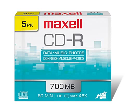  [AUSTRALIA] - Maxell 648205 Polycarbonate Substate 700Mb 80 Min CD-Recordable Slim Jewel 5 Pack 5-pack (with jewel case) CD Disc