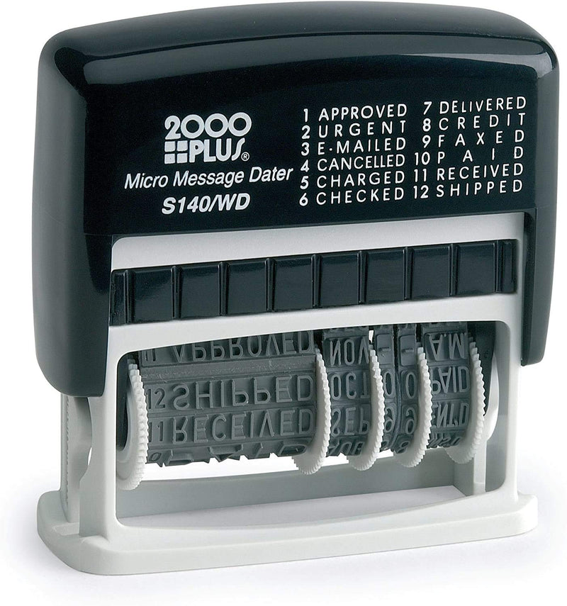  [AUSTRALIA] - 2000 PLUS 12-in-1 Self-Inking Date and Message Stamp, 1 1/16" x 5/32" Impression, Black Ink (011090)