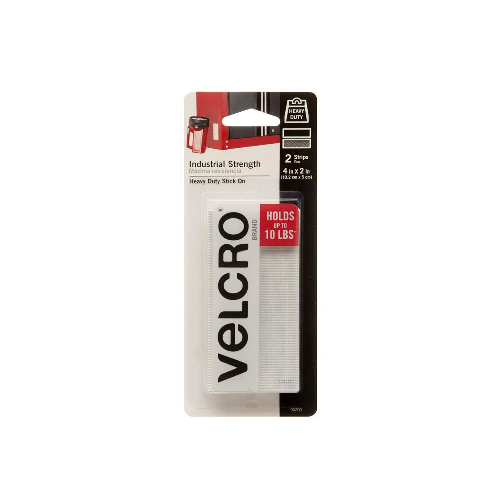  [AUSTRALIA] - VELCRO Brand Industrial Fasteners Stick-On Adhesive | Professional Grade Heavy Duty Strength Holds up to 10 lbs on Smooth Surfaces | Indoor Outdoor Use, 4in x 2in (2pk), Strips, 2 Sets, 90200 White 2Pk