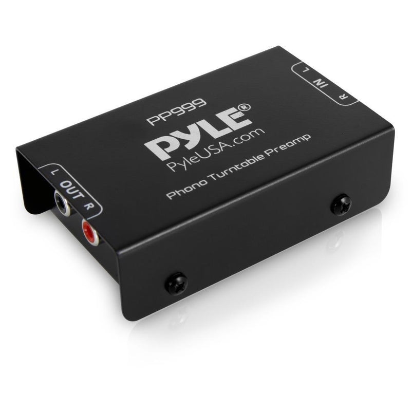  [AUSTRALIA] - Pyle Phono Turntable Preamp - Mini Electronic Audio Stereo Phonograph Preamplifier with RCA Input, RCA Output & Low Noise Operation Powered by 12 Volt DC Adapter - PP999 , Black Single