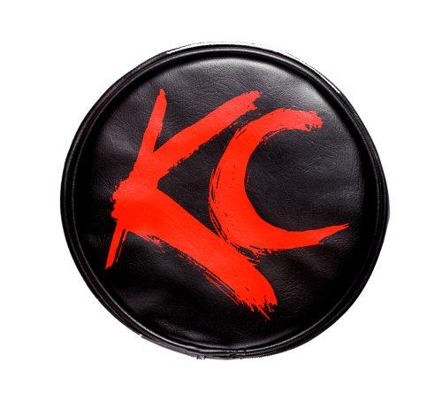  [AUSTRALIA] - KC HiLiTES 5110 6" Round Black Vinyl Light Cover w/ Red KC Logo - Set of 2 Brushed Red KC