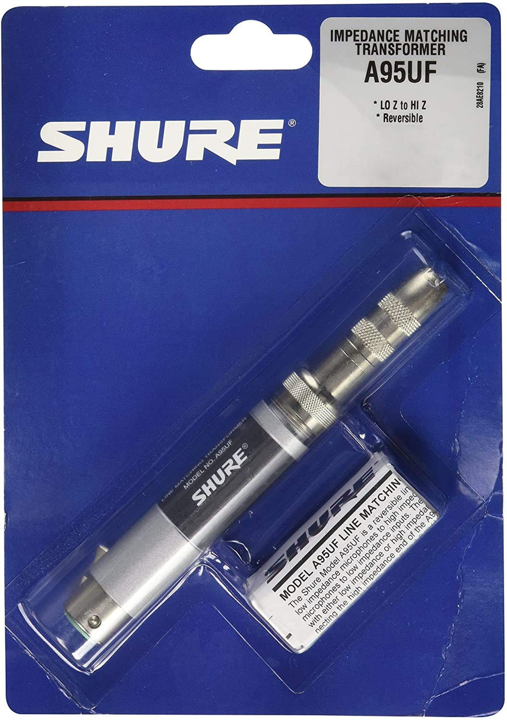  [AUSTRALIA] - Shure A95UF Transformer; Low Z, Female XLR to High Z MC1M Connector with Mating 1/4-Inch Phone Plug/Jack