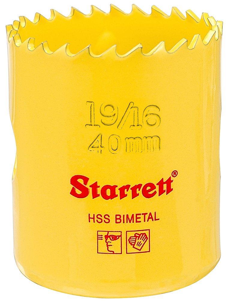 Starrett SH0196 Bi-Metal Straight 6-Pitch Hole Saw, HSS Teeth, 1-9/16" Diameter, 1-5/8" Cutting Depth, 5/8"-18 Thread, Yellow 1-9/16" - LeoForward Australia