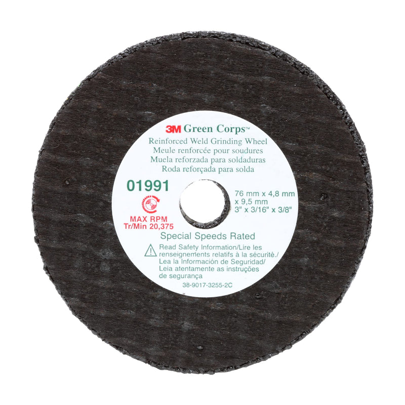  [AUSTRALIA] - 3M Green Corps Reinforced Weld Grinding Wheel 01991, 3 in.22" x 3/8" 5 Pack Heavy Duty, Resin Bonded, Long Lasting Wheel for Fast Cut, Auto Body