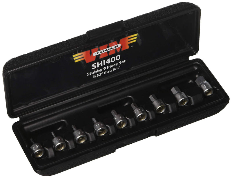  [AUSTRALIA] - VIM Hand Tools Stubby Hex Drive Set, 9 piece SAE / 1/4-Inch square drive hex drivers