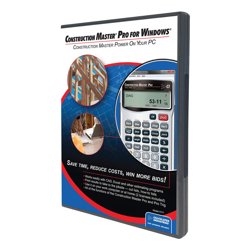 Calculated Industries 4111 Construction Master Pro Software (CD) for Windows | Calculates Construction Math on Your PC | Estimates and Layouts as Handy Pop-up Program - LeoForward Australia