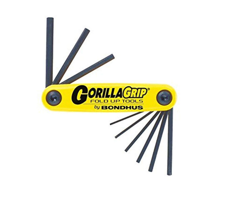  [AUSTRALIA] - Bondhus 12591 GorillaGrip Set of 9 Hex Fold-up Keys, sizes .050-3/16-Inch Yellow/Black