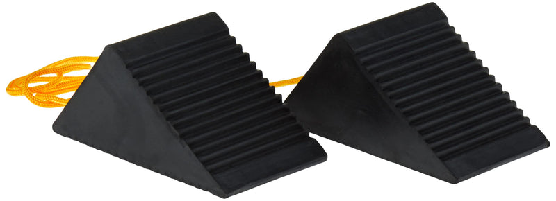  [AUSTRALIA] - Buyers Products WC35225 Mini Rubber Wheel Chock with Rope (Pair) , Black