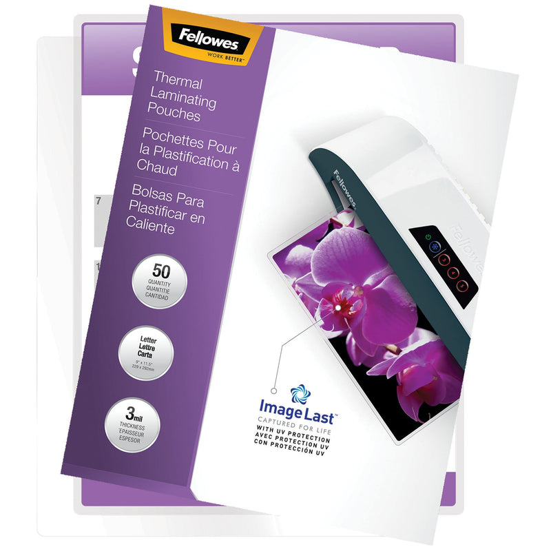  [AUSTRALIA] - Fellowes Thermal Laminating Pouches, ImageLast, Jam Free, Letter Size, 3 Mil, 50 Pack (52225)