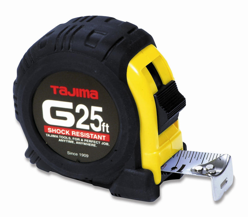  [AUSTRALIA] - TAJIMA Tape Measure - 25 ft x 1 inch G-Series Measuring Tape with Shock Resistant Case & Acrylic Coated Blade - G-25BW