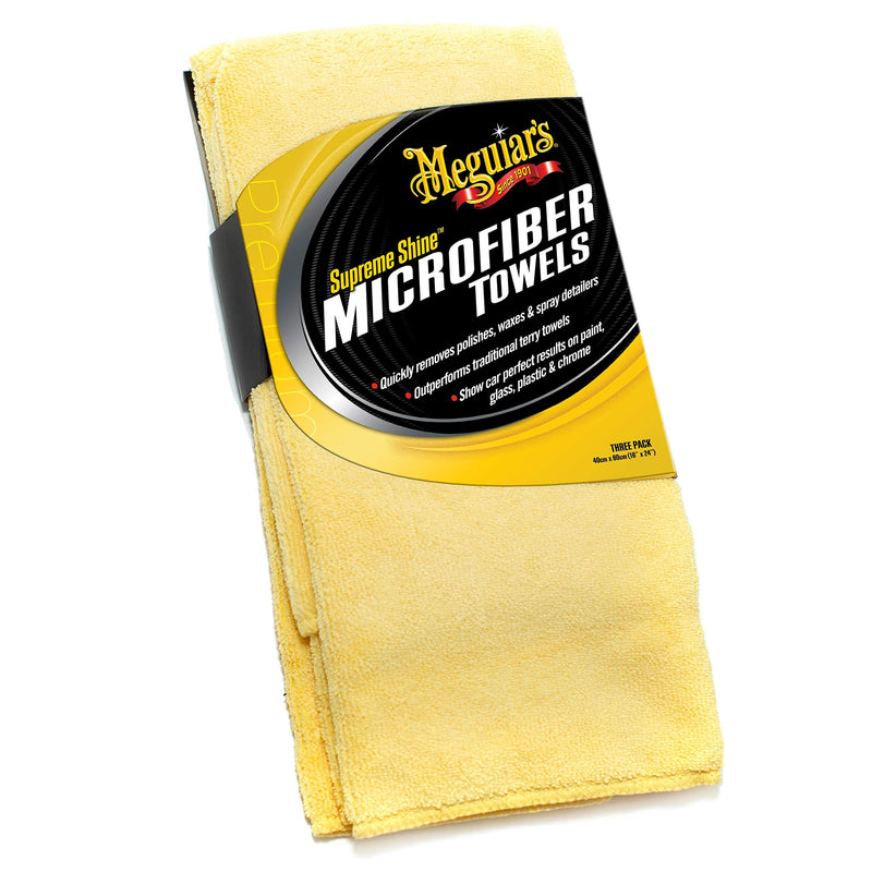  [AUSTRALIA] - Meguiar's X2020 Supreme Shine Microfiber Towels, Pack of 3,Yellow Yellow
