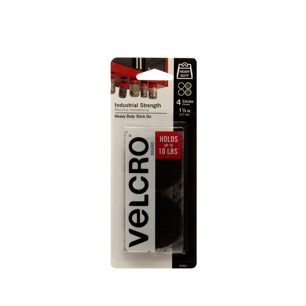  [AUSTRALIA] - VELCRO Brand Industrial Fasteners Stick-On Adhesive | Professional Grade Heavy Duty Strength | Indoor Outdoor Use, 1 7/8in, Circles 4 Sets Black