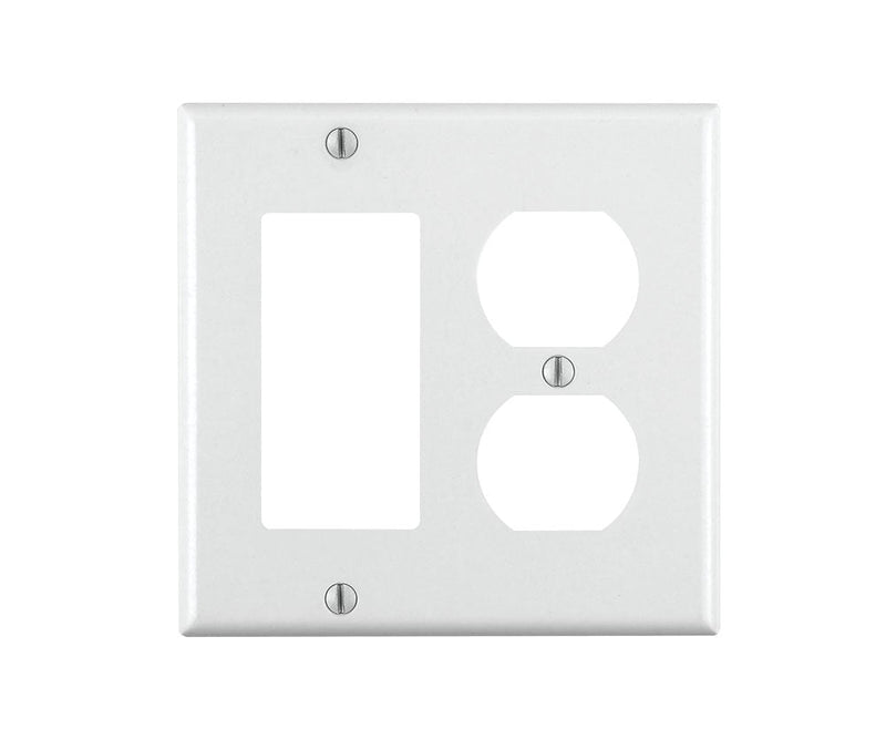  [AUSTRALIA] - Leviton 80455-W 2-Gang 1-Duplex 1-Decora/GFCI Device Combination Wallplate, Standard Size, Thermoset, Device Mount, White 1 Pack