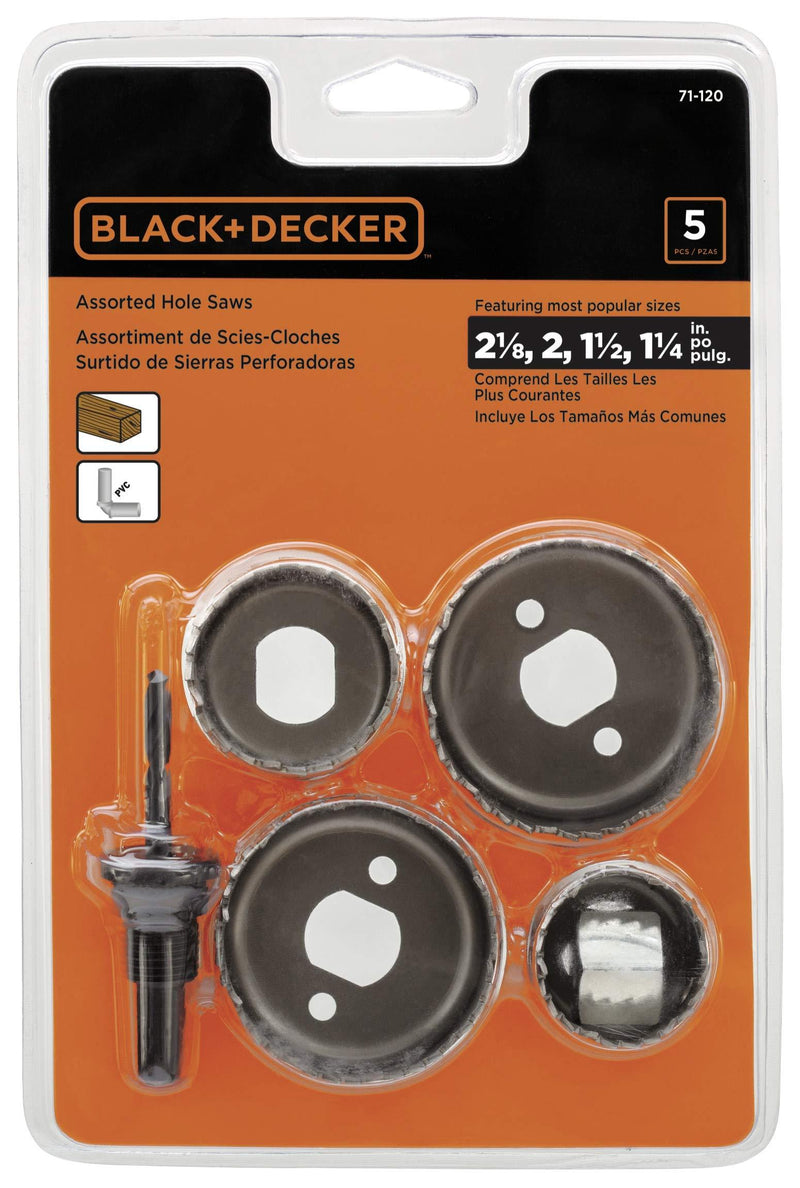 BLACK+DECKER Hole Saw Kit, Assorted, 5-Piece (71-120) - LeoForward Australia