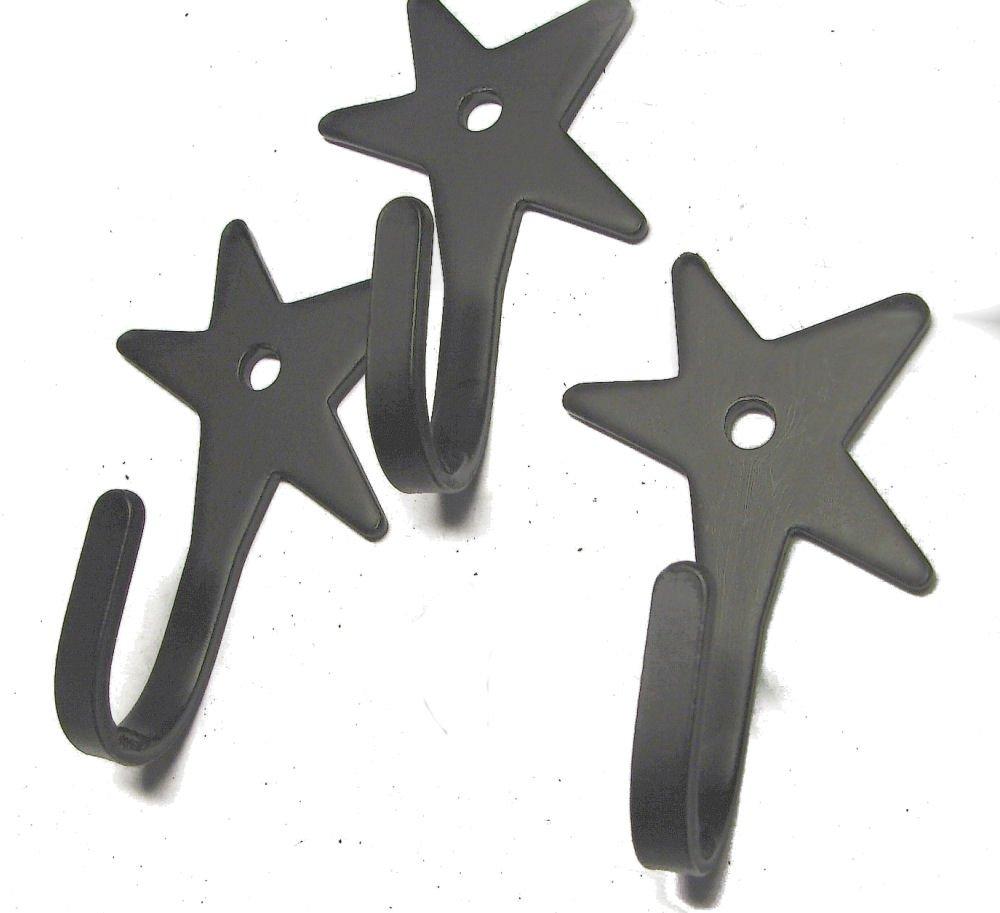 Wrought Iron Hook-Star Shaped-Lot of 3-Hand Made - LeoForward Australia