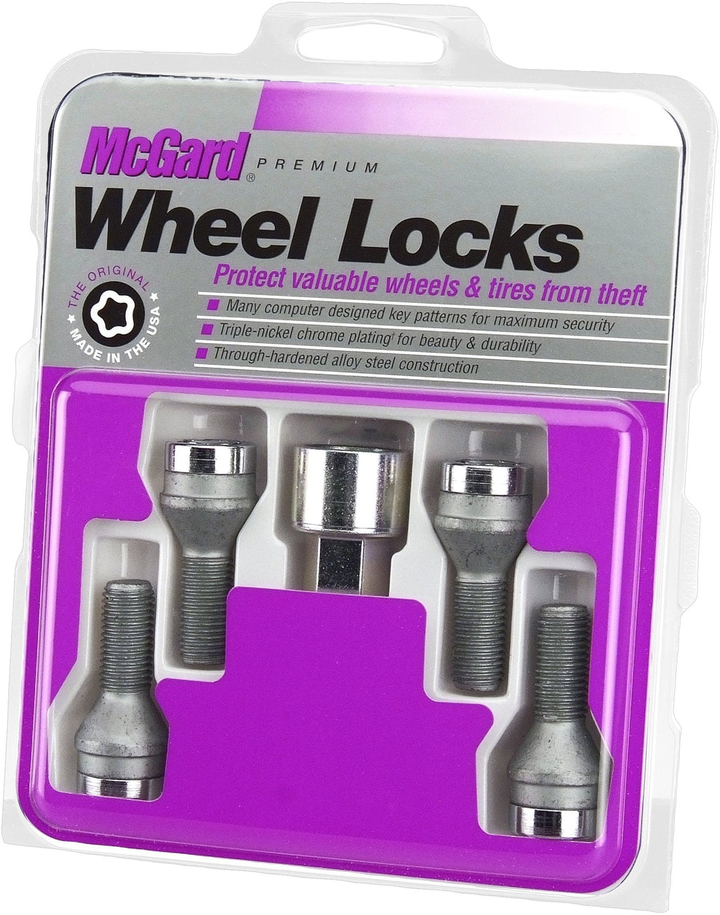 [AUSTRALIA] - McGard 27000 Chrome Bolt Style Cone Seat Wheel Locks (M14 x 1.5 Thread Size) - Set of 4