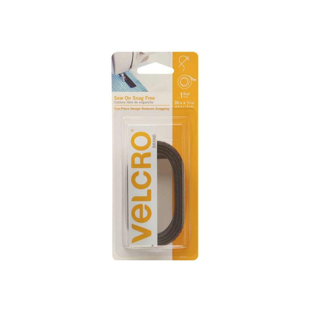  [AUSTRALIA] - VELCRO Brand 0365477 Sew On Snag-Free Tape for Alterations and Hemming | No Ironing or Gluing | Light Duty One-Piece Fabric Fastener | Cut-to-Length Roll, 36 x 3/4 inch, Black