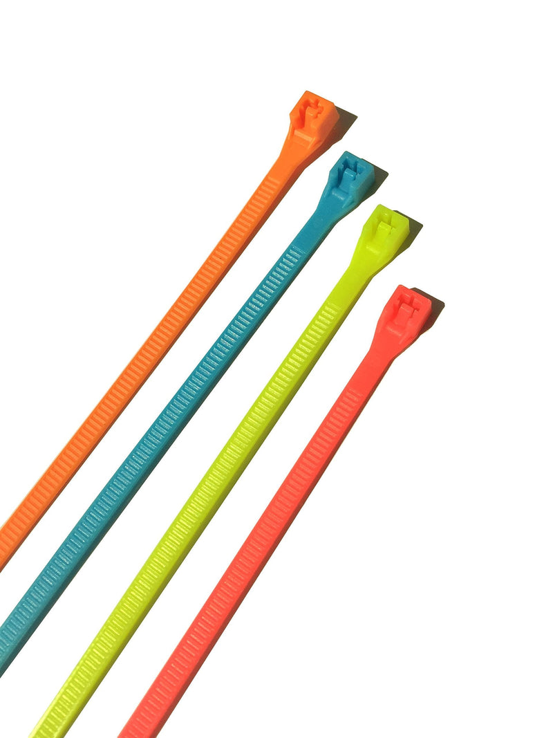  [AUSTRALIA] - Gardner Bender 46-308FST Assorted Cable Ties, 8 inch, 75 lb, Electrical Wire and Cord Management, Nylon Zip Tie, 100 Pk, Fluorescent Blue, Green, Yellow & Pink