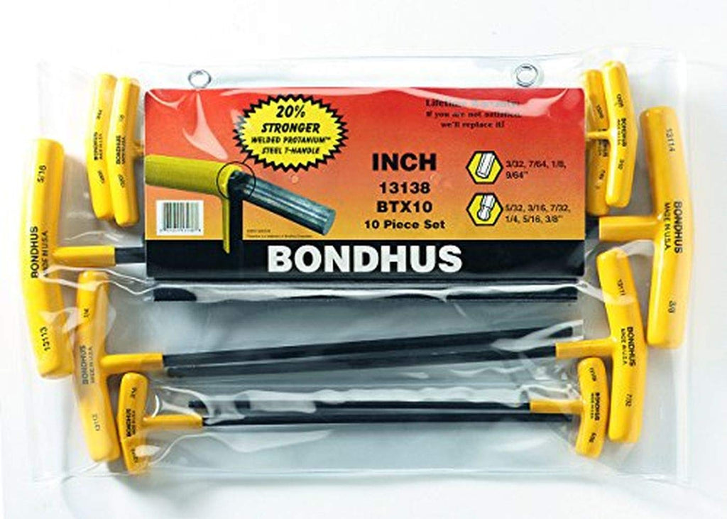  [AUSTRALIA] - Bondhus 13138 Set of 10 Balldriver and Hex T-handles, sizes 3/32-3/8-Inch 1-Pack