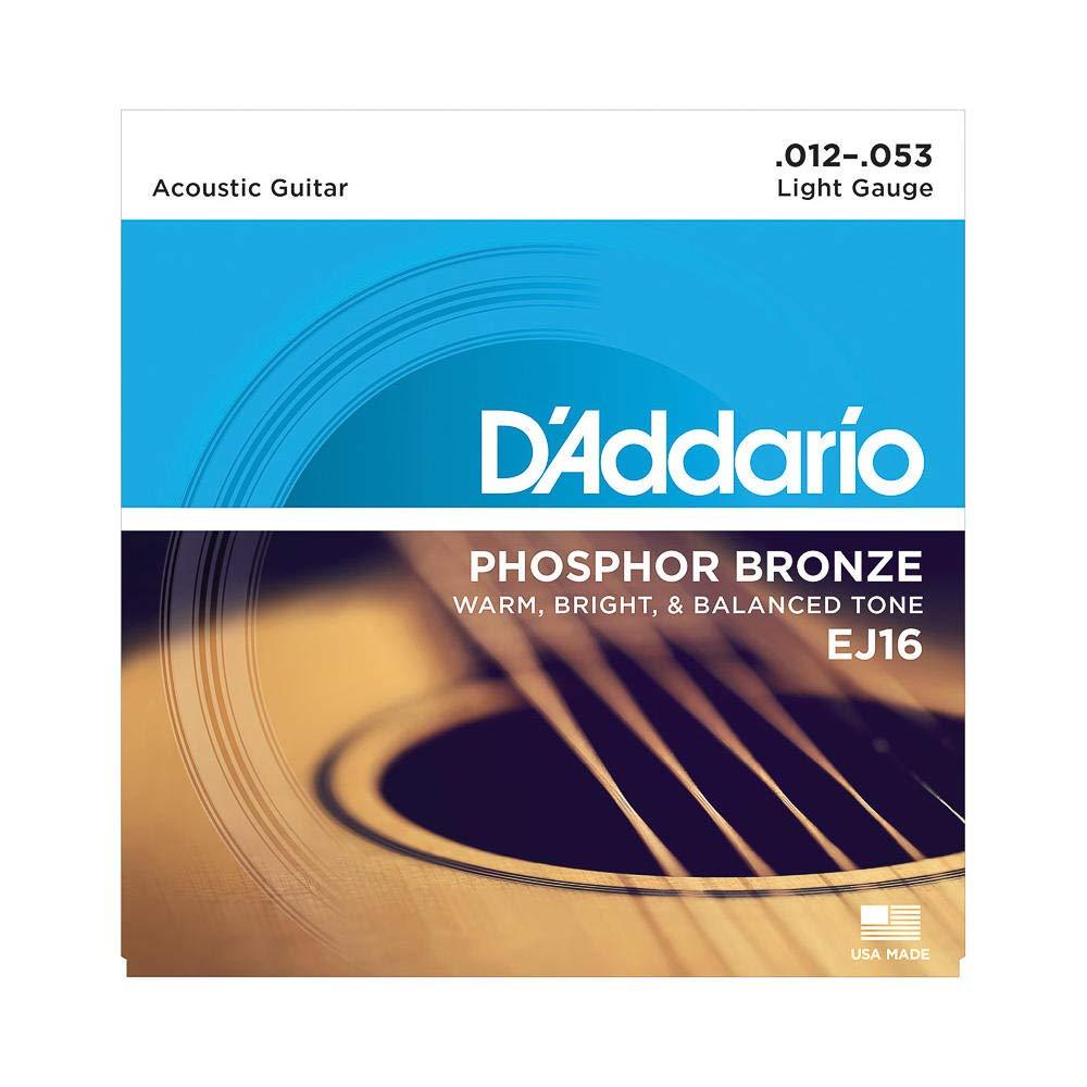 D'Addario EJ16 Phosphor Bronze Acoustic Guitar Strings, Light 1-Pack Light, 12-53 - LeoForward Australia