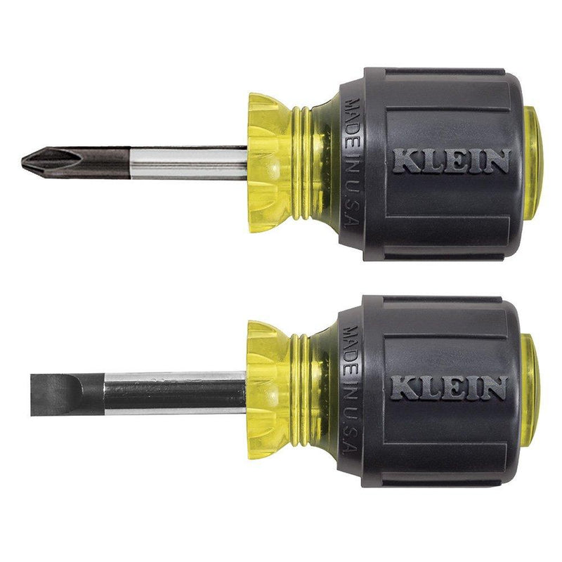  [AUSTRALIA] - Klein Tools 85071 Stubby Slotted and Phillips Screwdriver Set with 5/16-Inch Cabinet-Tips and #2 Phillips-Tip, 2-Piece