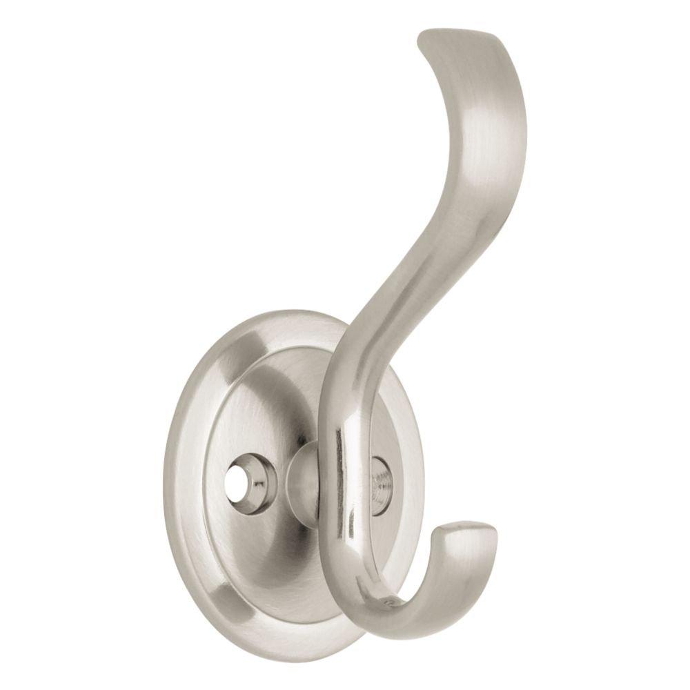 Coat and Hat Hook with Round Base, Single, Packaging May Vary Satin Nickel - LeoForward Australia