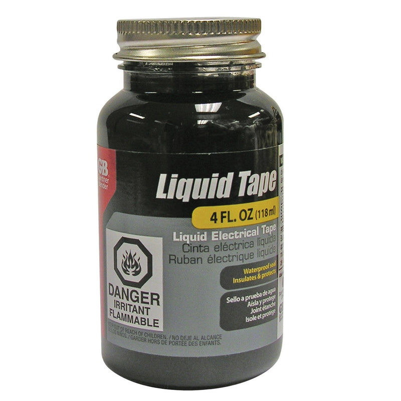  [AUSTRALIA] - Gardner Bender 07315001126 LTB-400 Liquid Electrical Tape, Easy-on, Waterproof, Indoor/Outdoor Use, 4 Oz. Jar, Black, Bottle, 4 Ounce