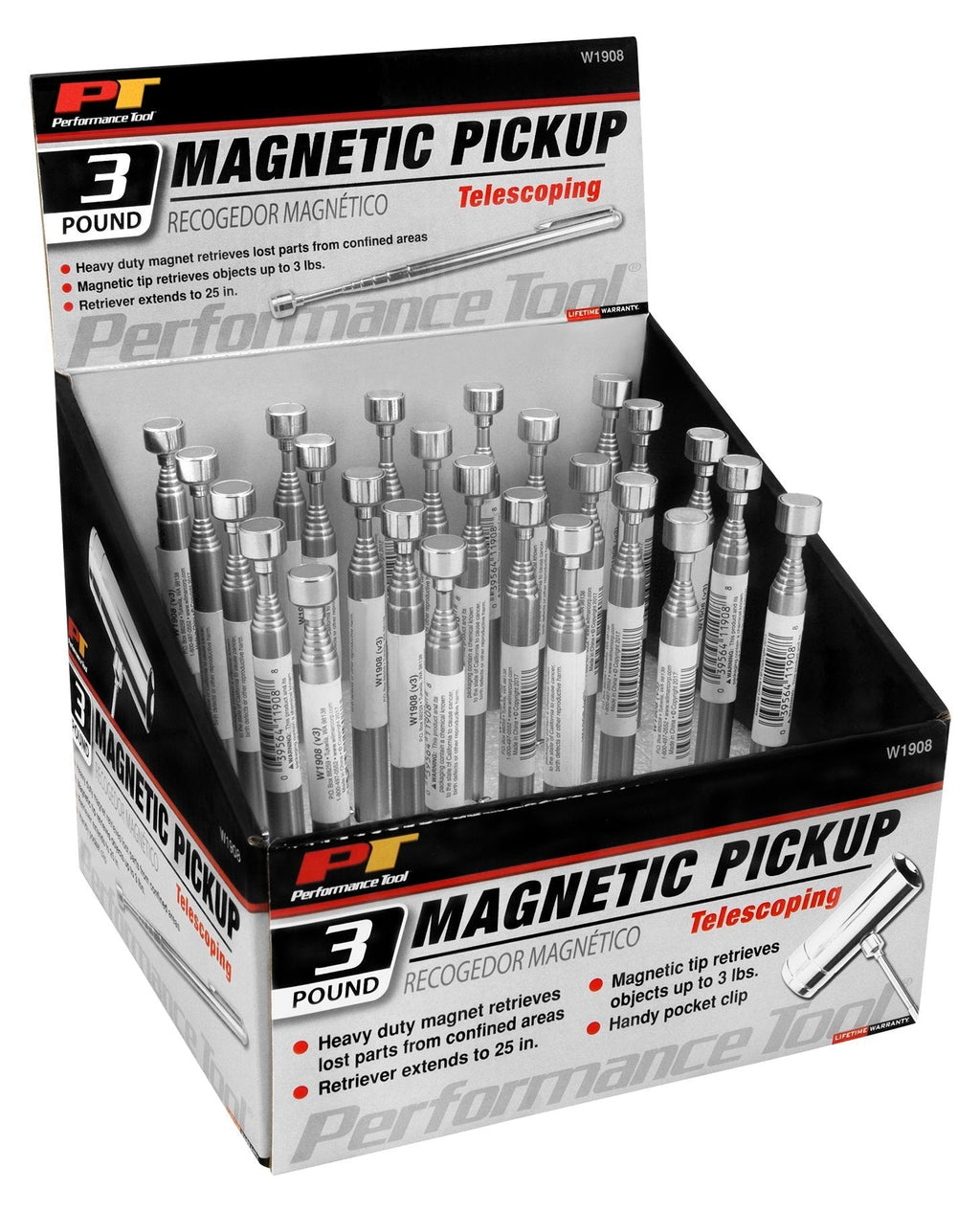  [AUSTRALIA] - Performance Tool W1908 3lb Telescoping Magnetic Pickup, Pack of 25