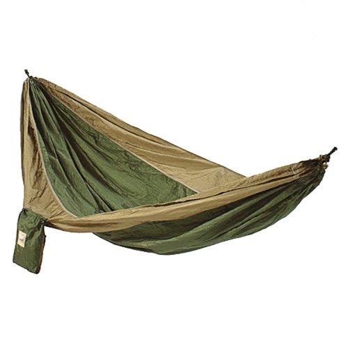  [AUSTRALIA] - Hammaka Parachute Nylon Portable Double Hammock, Army Green / Brown