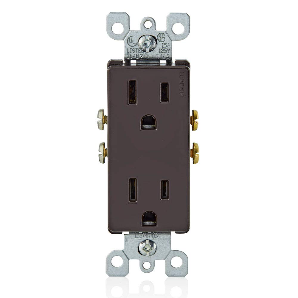  [AUSTRALIA] - Leviton 5325 15 Amp, 125 Volt, Decora Duplex Receptacle, Residential Grade, Grounding, Brown 1 Count