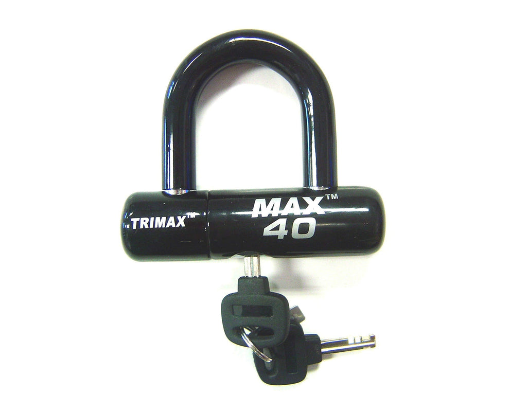  [AUSTRALIA] - Trimax MAX40BK Motorcycle Disc U-Lock - Black with Black PVC Shackle