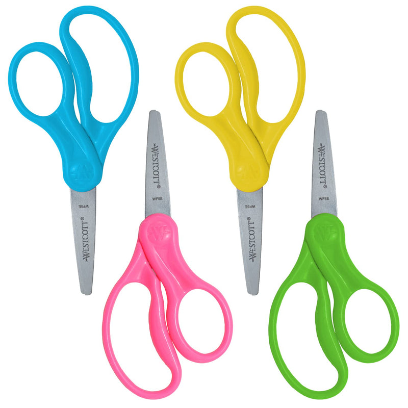  [AUSTRALIA] - Westcott Right- & Left-Handed Scissors For Kids, 5’’ Pointed Safety Scissors, Assorted, 2 Pack (13132)