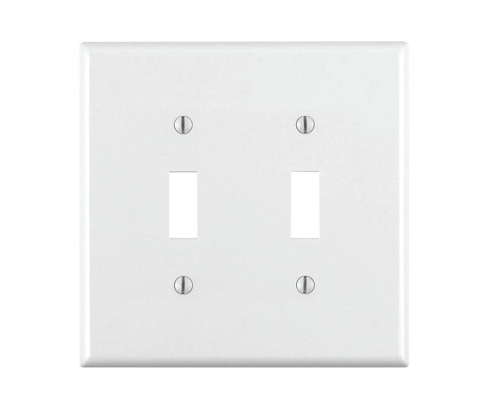  [AUSTRALIA] - Leviton 80709-W 2-Gang Toggle Device Switch Wallplate, Standard Size, Thermoplastic Nylon, Device Mount, 1-Pack, White