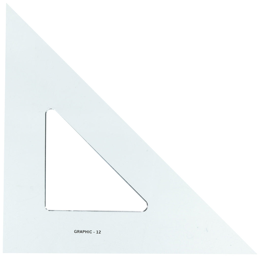 Alvin, SK450-12, 12" Smoke-Tint Triangle Ruler, Math Geometry Tool - 45/90 Degrees Transparent 12" - LeoForward Australia