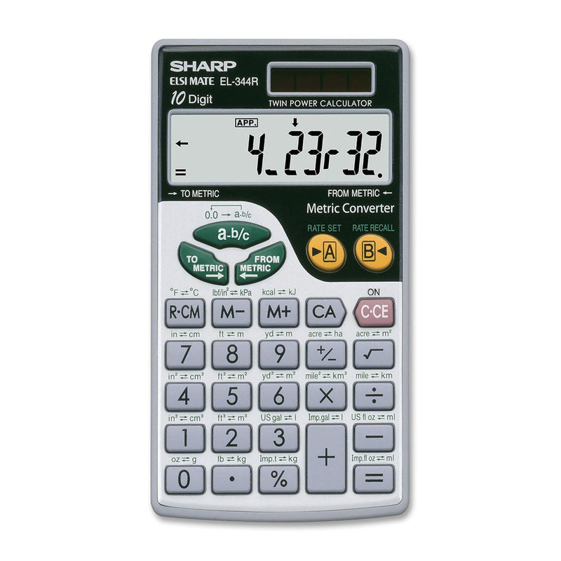 Sharp EL344RB 10-Digit Calculator with Punctuation, Metric Converter, Solar Powered LCD Display, Small Pocket Calculator for Students and Professionals - LeoForward Australia