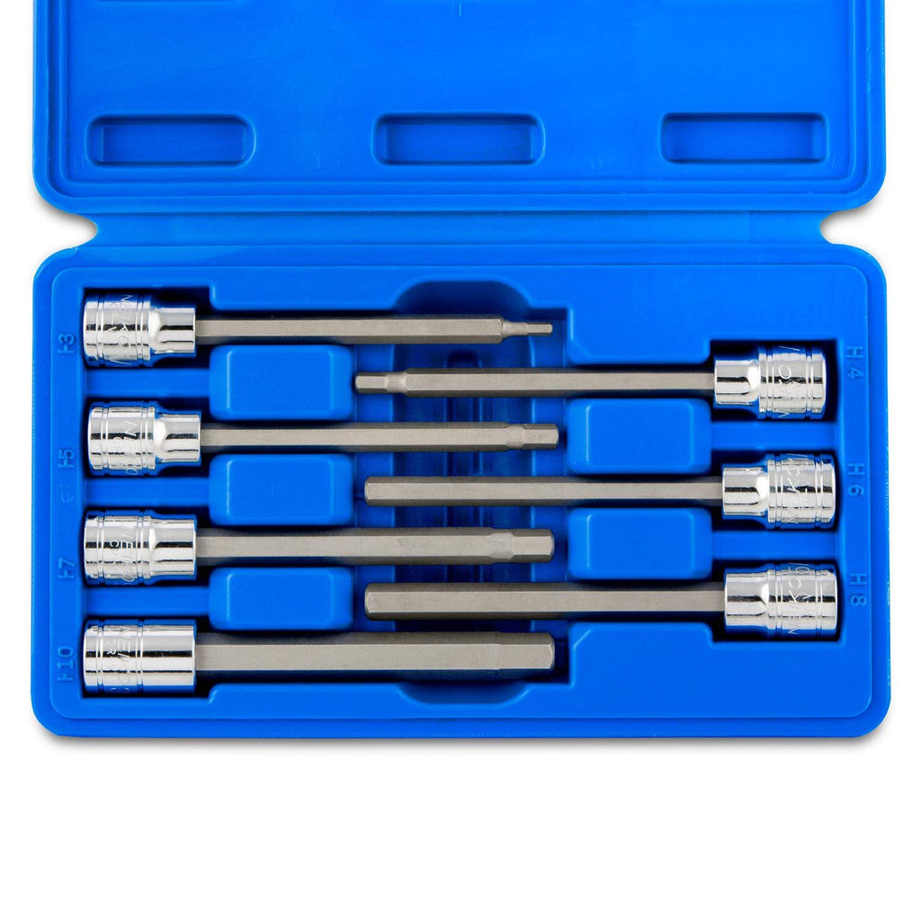  [AUSTRALIA] - Neiko 10076A 3/8” Drive Extra Long Allen Hex Bit Socket Set, Metric, 3mm to 10mm | 7-Piece Set, S2 and Cr-V Steel