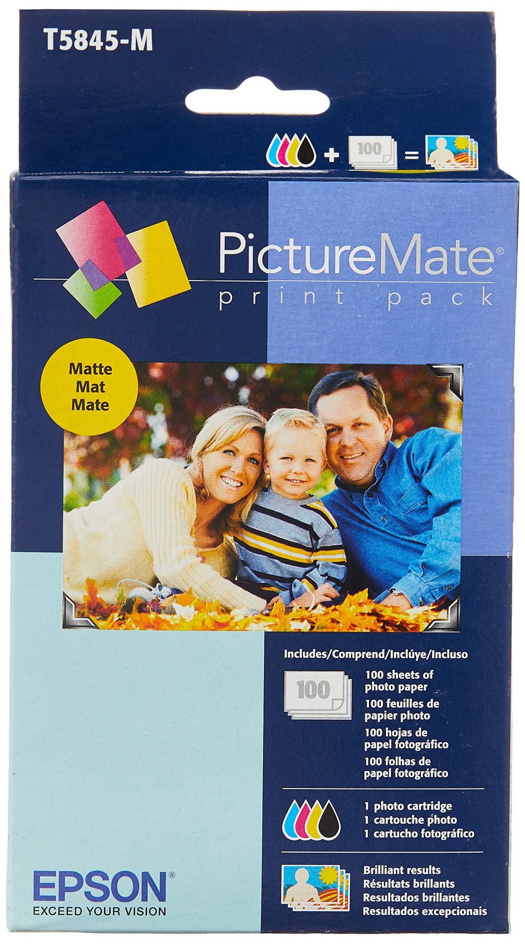 Epson T5845-M PictureMate Print Pack Includes Inkjet Cartridge, 100 Sheets Matte Photo Paper,1 cartridge containing;black,cyan,magenta,yellow - - LeoForward Australia