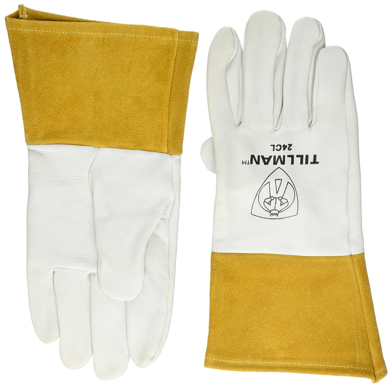  [AUSTRALIA] - John Tillman and Co 24CL Premium Top Grain Pearl Kidskin MIG/TIG Welder's Glove with 4" Cuff, Straight Thumb and Kevlar Thread, Large