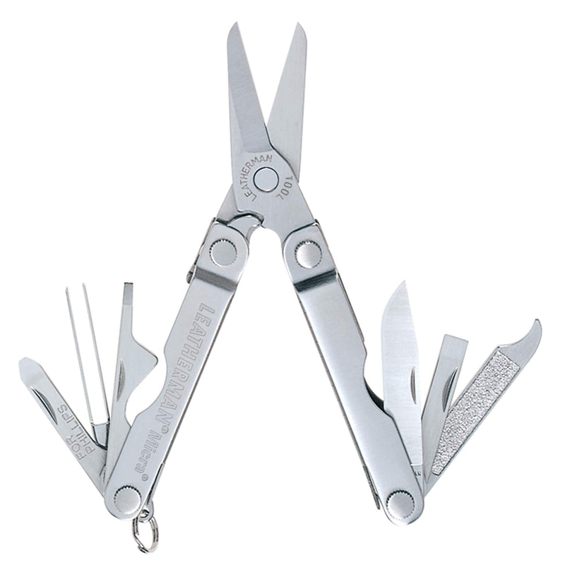 LEATHERMAN, Micra Keychain Multitool with Spring-Action Scissors and Grooming Tools, Stainless Steel, Built in the USA, Stainless - LeoForward Australia