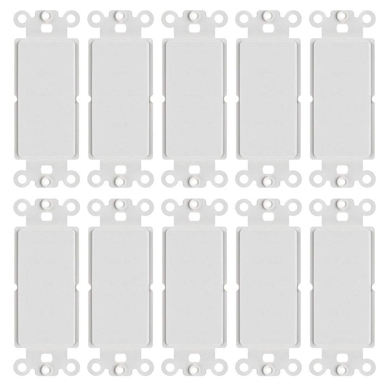  [AUSTRALIA] - Cmple – White Decora Wall Plate Insert Blank, 1 Gang Blank Outlet Adapter Insert Cover – (10 Pack) 10 Pack