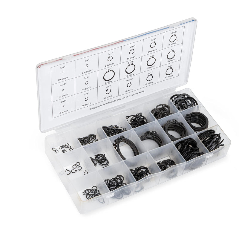  [AUSTRALIA] - NEIKO 50458A Snap Ring Shop Assortment | 300 Piece Retaining Ring Set | 18 Sizes (1/8" - 1-1/4") | Heat-Treated Hardened Steel | Secure Parts on Grooved Shafts, Pins, Studs, etc. Snap Ring Set (300 pcs)
