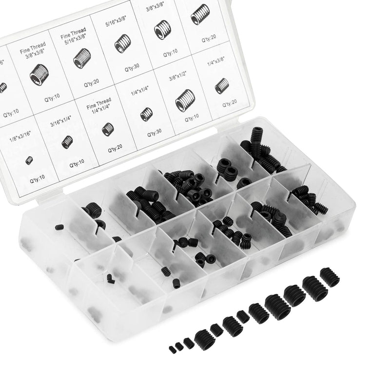  [AUSTRALIA] - NEIKO 50484A Internal Hex Allen Set Screw Assortment Kit, Coarse and Fine Thread Screws with Full-Steel Construction, 200-Piece Set