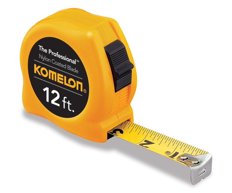  [AUSTRALIA] - Komelon 4912 The Professional Nylon Coated Steel Blade Tape Measure 12-Feet by 5/8-Inch, Yellow Case